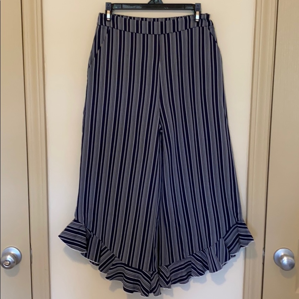 NWOT English Factory Striped Wide Cropped Pants